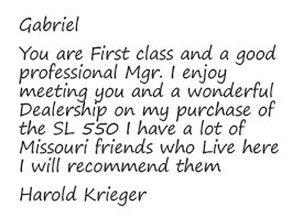 Harold Krieger Thank You note